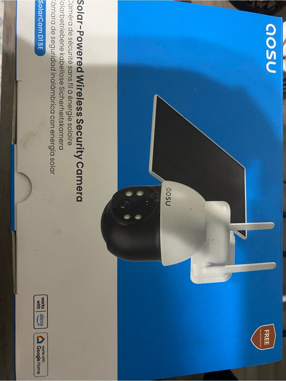 Solar-Powered Wireless Security Camera — Silver & Black